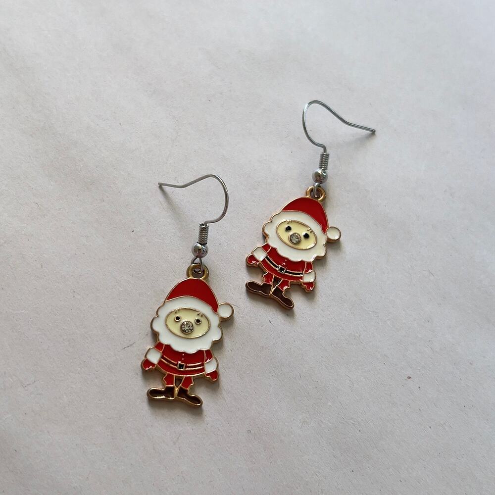 Christmas Santa Claus Earrings Silver Jewel Nose